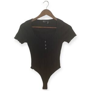 ASOS Babydoll Henley Bodysuit Black US 2 petite NWOT
